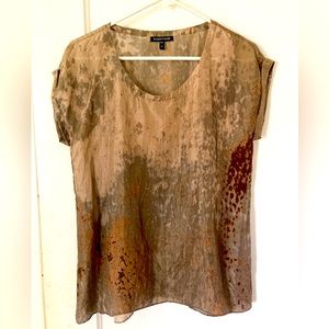 Eileen Fisher Copper Marbled Silk Tee/ XS